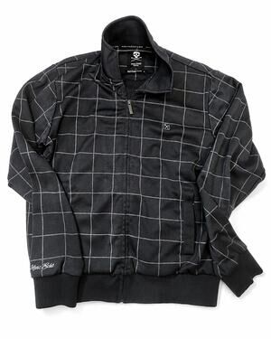 Marc Ecko Cut & Sew Grid Track Jacket Men S Black Gray Plaid Streetwear